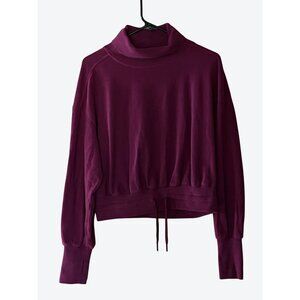 Sweaty Betty Women's XS Dark Pink Melody Luxe Fleece Sweatshirt Crop Drawstring